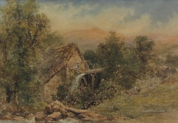 Samuel Rama Painting - Paisaje del molino de agua de montaña Samuel Bough